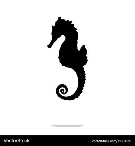 Seahorse black silhouette aquatic animal Vector Image