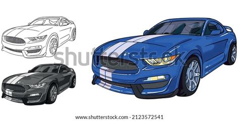 Sport Car Mustang Two White Strips Stock Vector (Royalty Free) 2123572541 | Shutterstock