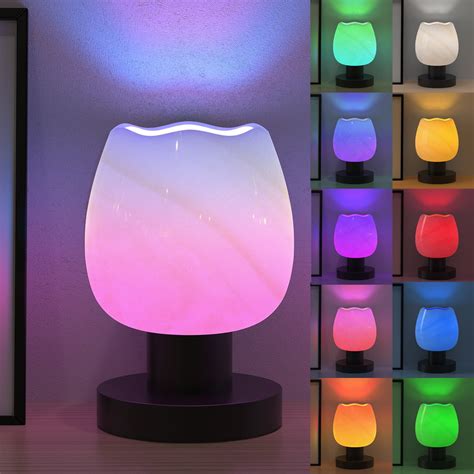 Smart Colorful Bedside Table Lamps, Modern LED Color Changing Bedroom Nightstand Lamps with APP ...