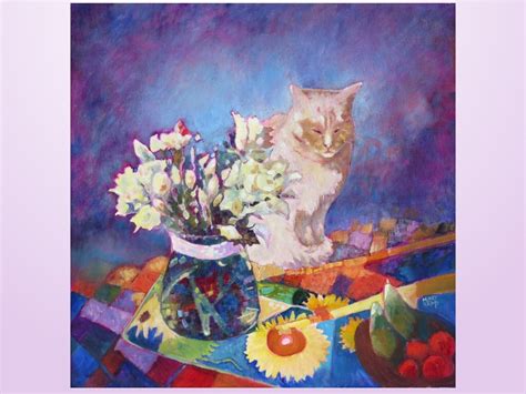 Cat Art. Print of Impressionist Style Painting. by MaryKempStudio