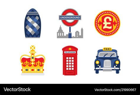 Great britain national symbols united kingdom Vector Image