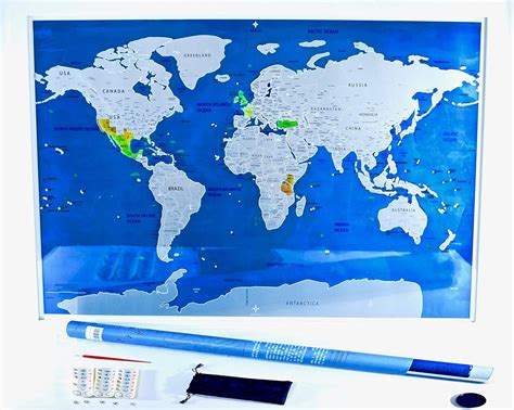 Amazon.com: Gorgeous Scratch Off Travel World Map Made With Durable Plastic Your Memories Will ...