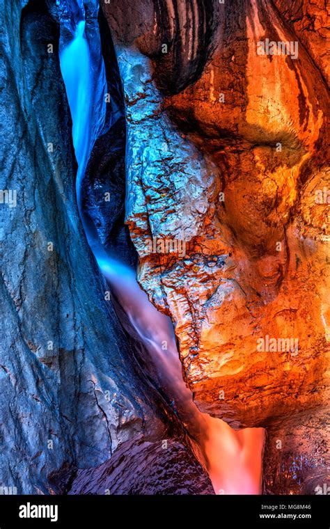 Trümmelbach Falls, Trümmelbachfälle, Underground waterfall - Switzerland. Unterirdischer ...