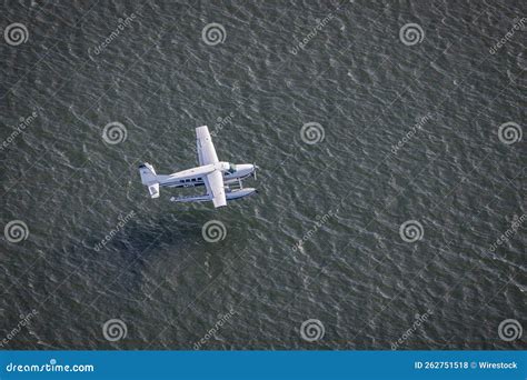 Aerial View of a Seaplane on the Surface of an Ocean in Boston Logan ...