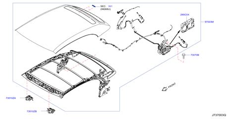 2014 Nissan Murano Convertible Top Lock Pad (Front) - 97082-1GR0A - Genuine Nissan Part