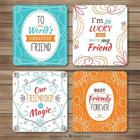 Pack de cartas de amistad bonitas decorativas | Descargar Vectores gratis