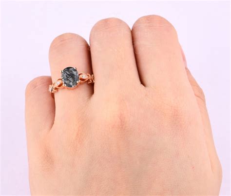Unique Ring For Her 2.1ct Oval Natural Black Rutilated Quartz | Etsy | Quartz engagement ring ...
