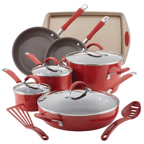 Rachael Ray Cucina Hard Porcelain Enamel Nonstick Cookware Set, 13 ...