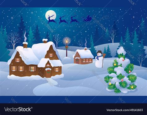 Christmas village landscape Royalty Free Vector Image