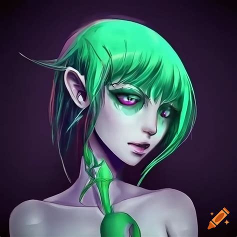 Anime girl with green skin on Craiyon