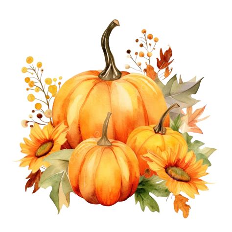 Watercolor Autumn Pumpkin Arrangement, Art, Atmosphere, Autumn PNG ...