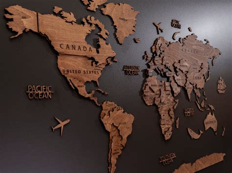 3D Wooden Wall Map of the World 300x167cm - Etsy