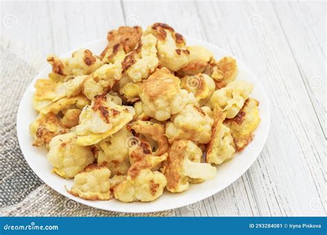 Vegetables Cauliflower Fried in Egg and Flour Batter Stock Image ...