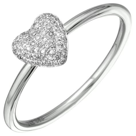 Heart Shaped Ring Band 14k White Gold 0.11 Ct Natural White Diamond ...