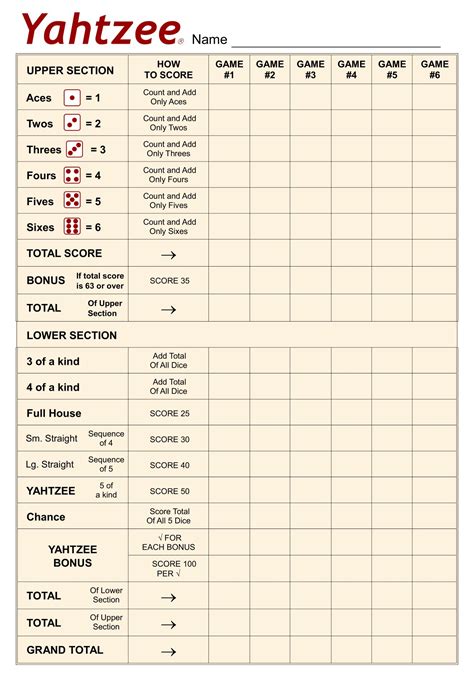 Yahtzee Score Sheets - 10 Free PDF Printables | Printablee