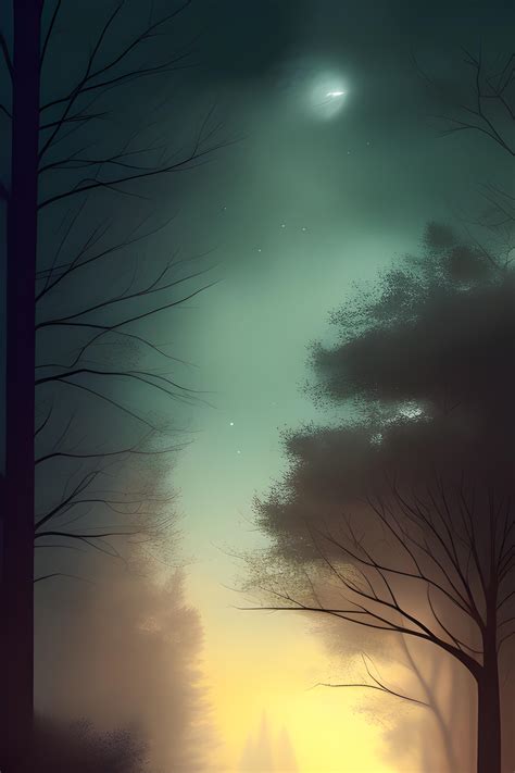 dark night setting with some trees in the background with a dim sky portrait mode | Wallpapers.ai