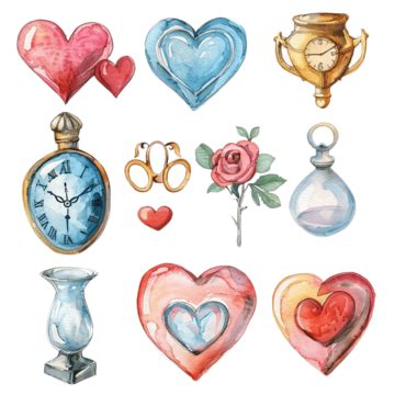 Heart Shaped Objects Watercolor Painting, Art, Watercolor, Painting PNG Transparent Image and ...