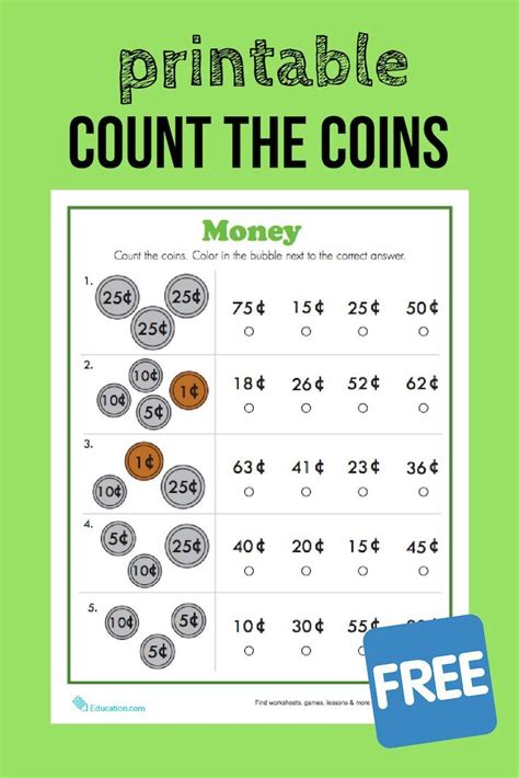 Money Quiz | Worksheet | Education.com | Money math, Money math centers, Money quiz