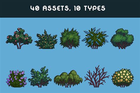 Free Bush Assets Pixel Art Pack by 2D Game Assets on Dribbble