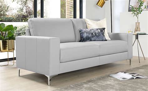 Baltimore 3 Seater Sofa, Light Grey Classic Faux Leather Only £299.99 ...