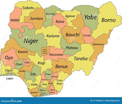 Pastel Map Of Nigeria Vector Illustration | CartoonDealer.com #217495644