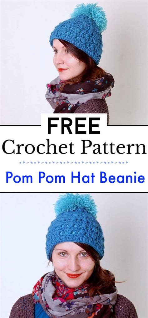 11 Crochet Pom Pom Hat Free Pattern Ideas - Crochet with Patterns