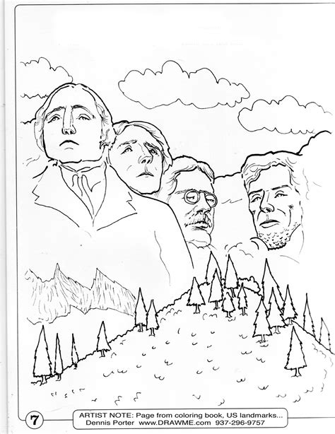 Mount Rushmore Printable Coloring Pages