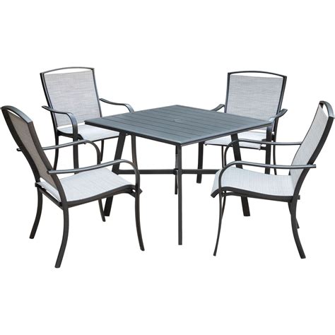 Hanover Foxhill 5-Piece Commercial-Grade Patio Dining Set with 4 Sling ...