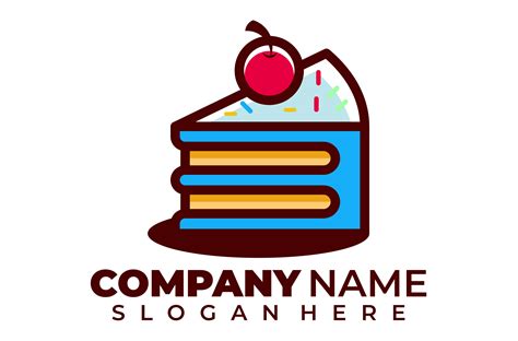 Cake Slice with cherry on top logo vector template By GraphicHouse ...