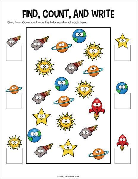 Outer Space Preschool and Kindergarten Math Worksheets Packet | Space preschool, Kindergarten ...