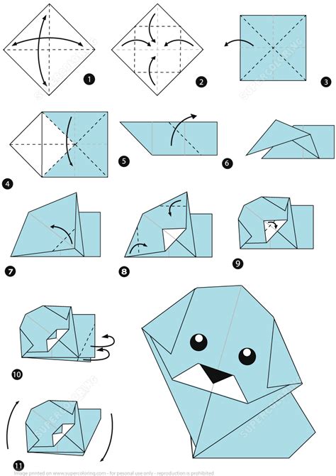 How to Make an Origami Dog Step by Step Instructions | Free Printable Papercraft Templates