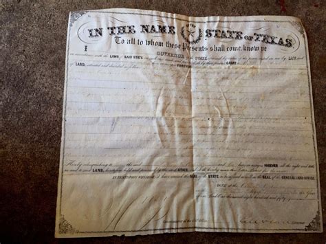 ORIGINAL 1855 ELISHA PEASE TEXAS GOVERNOR SIGNED LAND GRANT DALLAS ...