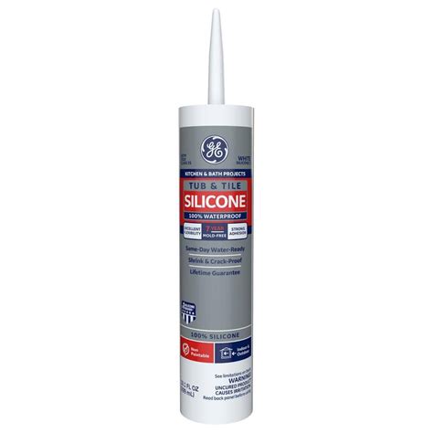 GE Tub and Tile Silicone 1 Caulk 10.1 oz Kitchen and Bath Sealant White ...