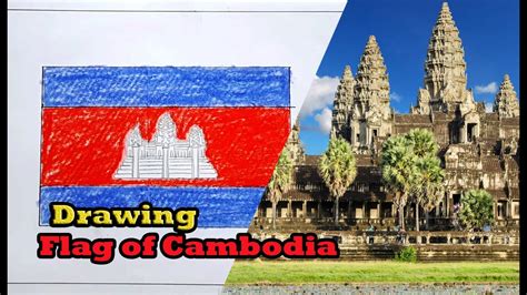 MENGGAMBAR BENDERA NEGARA KAMBOJA (Drawing Flag of Cambodia) - YouTube