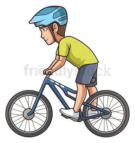 Side View Man Riding Bike Cartoon Clipart Vector - FriendlyStock