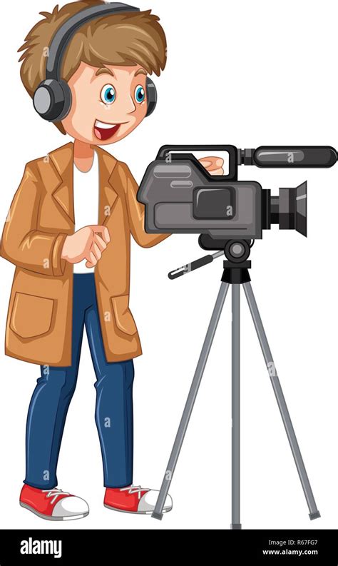 A professional cameraman character illustration Stock Vector Image ...