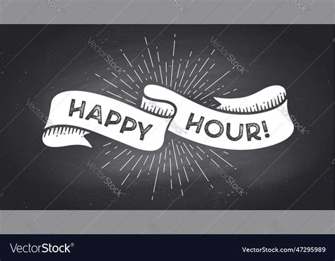 Happy hour ribbon banner Royalty Free Vector Image