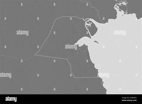 Extended area of Kuwait with country outline, international and ...