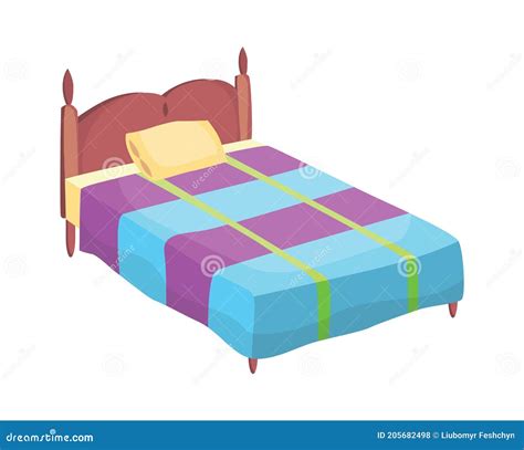 Bed Cartoon. Vector Illustration of Color Bed with Pillow and Cover Stock Vector - Illustration ...