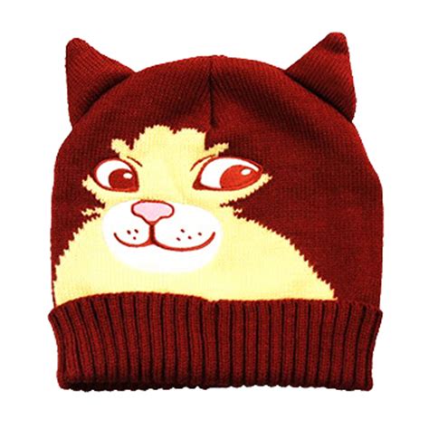 Cheeky Kitty Cat Face Shaped Animal Themed Knit Beanie in Maroon | Cat face, Cat beanie, Kitty