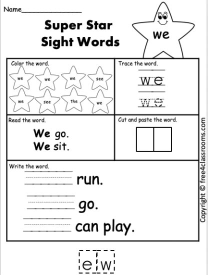 Free Sight Word Worksheet - (we) - Free Worksheets - Free4Classrooms