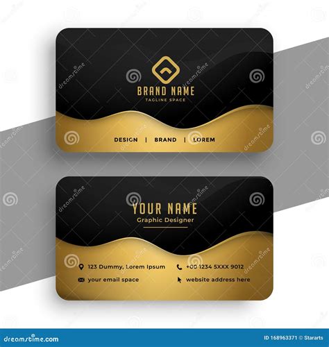 Business Card Design in Black and Gold Colors Stock Vector - Illustration of identity, layout ...