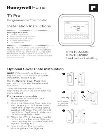 Honeywell T4 Pro Programmable Thermostat User Guide | Manualzz