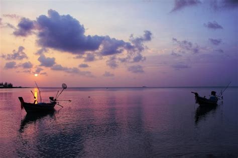 Premium Photo | Fishing boat at sunset