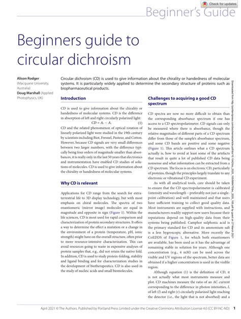 (PDF) Beginners guide to circular dichroism