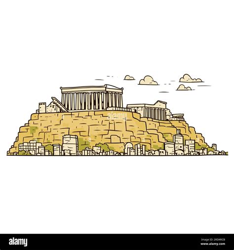 Acropolis. Acropolis hand-drawn comic illustration. Vector doodle style ...