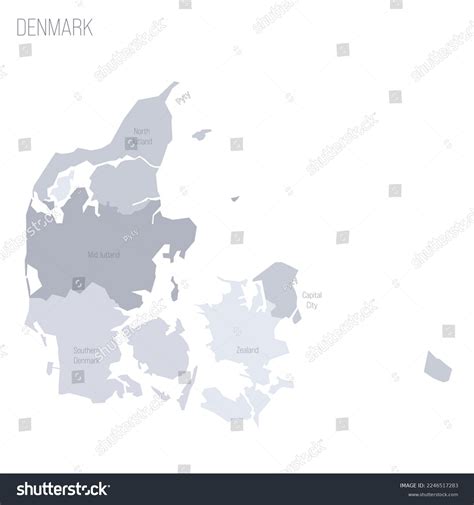 Denmark Political Map Administrative Divisions Regions Stock Vector ...