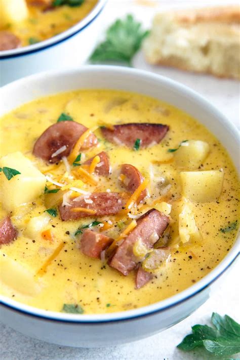 Kielbasa Potato Soup Recipe (Cheesy Sausage Soup)