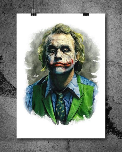 Joker, Heath Ledger, Batman, Artwork, Handmade, Printable Art, Poster ...