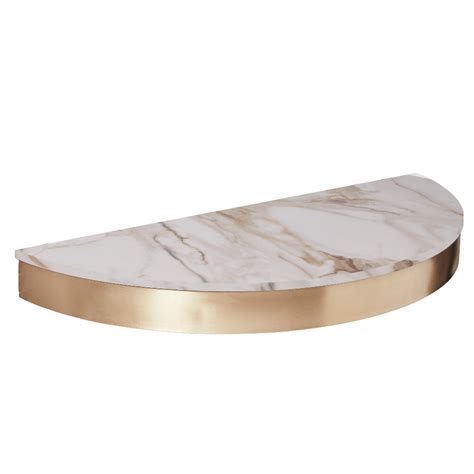 Gold Semi Circle Styling Shelf with White Gold Patterned Stone Top by ...